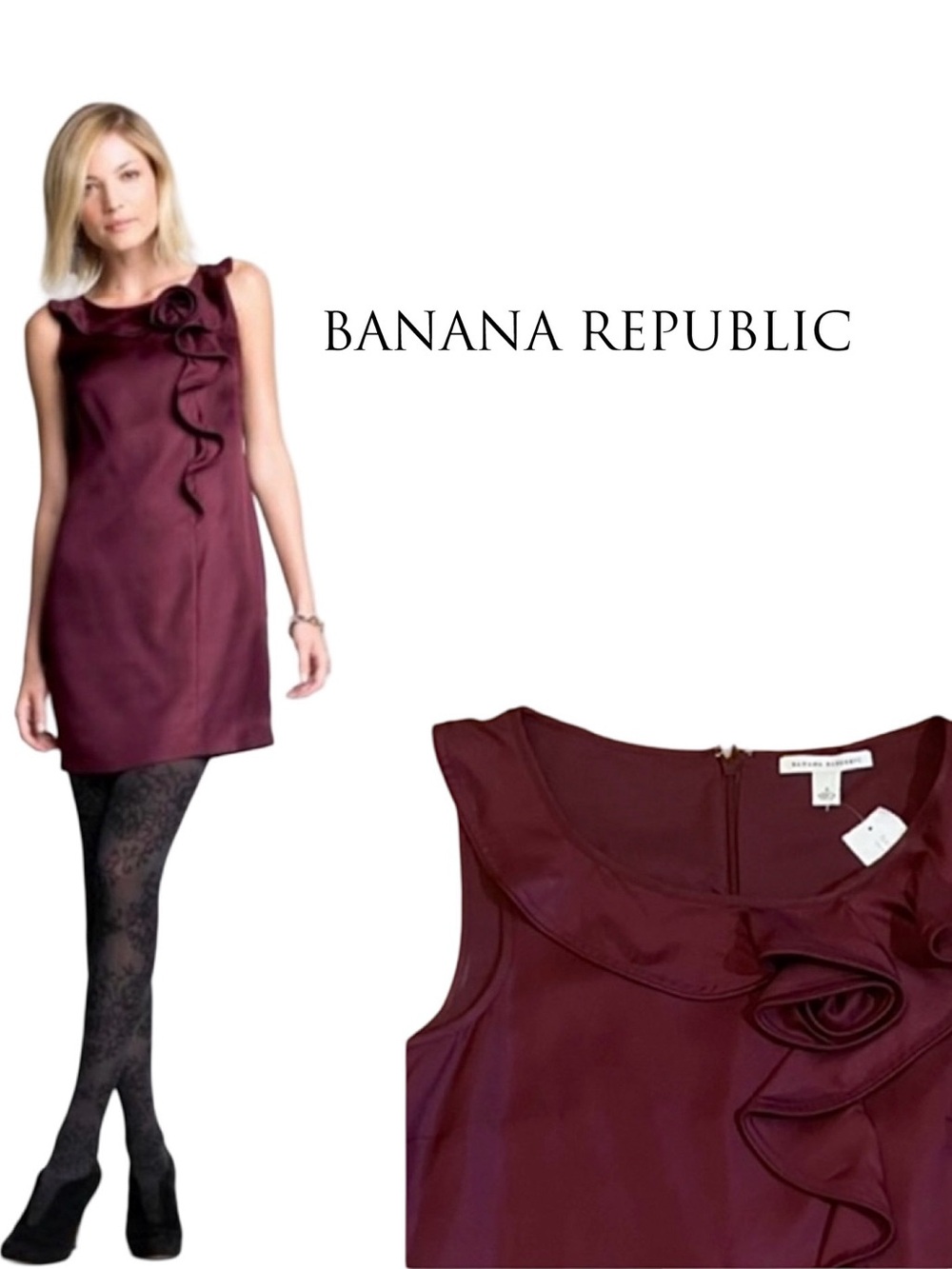 NWT 💯% Silk Rosette Sheath Dress